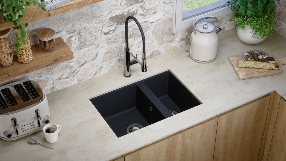 evier sous plan evo noir